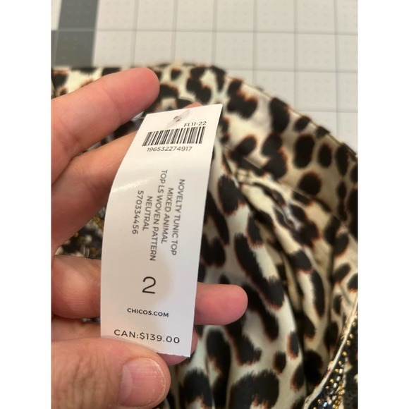 NWT Chico’s Embellished mixed animal print tunic size 2 - Picture 4 of 8